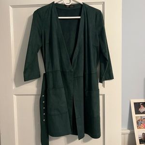 ZARA Hunter Green Velvet Jumper/Romper Dress (Size M)